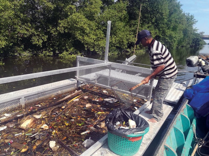 TGFT has installed a river plastic capture trap in the waterway of Khodpor public park in Rayong, Thailand.