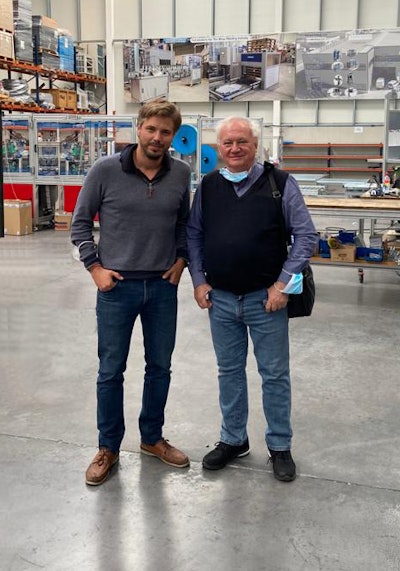 Antonio Ortega Suárez and Franco Dolfini in the Madrid factory.