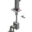 The Inverted Mount Column Lift is mounted to the ceiling, so it doesn’t take up space on the factory floor.