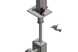 The Inverted Mount Column Lift is mounted to the ceiling, so it doesn’t take up space on the factory floor.