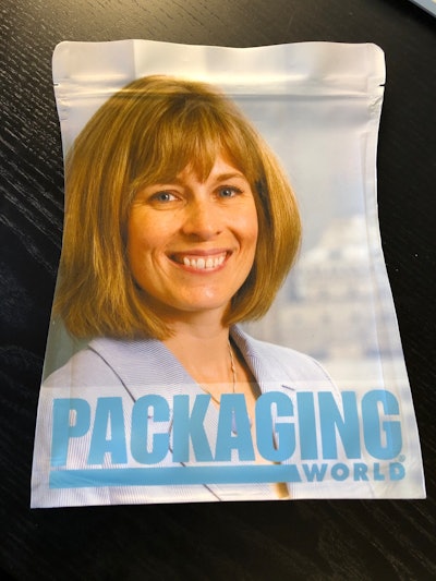 In a pre-PACK EXPO Connects interview, Sal Pellingra quickly designed and placed an order for a prototype of a shaped pouch with custom graphics that was FedExed to this editor’s home in just a couple of days.