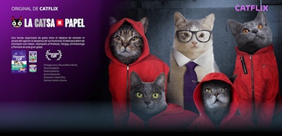 Brilliant and entertaining campaign of Chilean cat food Champion Cat. The company created a parody of the best known Netflix series, but starring cats: Catflix.