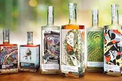 A tamper-evident ribbon label on the bartop carries the brand name and reinforces the brand presence. The tall bottles have white cigar bands, while the short bottles that carry the premium rums use a black ribbon label with silver foil embossed logo and hit of bright color that points to aging.