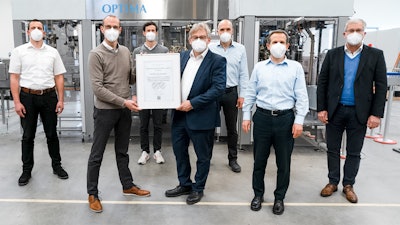 The Optima Consumer team that played a leading role in the development of the Optima EGS. Left to right: Matthias Schaal (Director Engineering), Thomas Probst (Business Development Manager), Dr. Tobias Freiberger (Group Leader Development), Ulrich Burkart (Sales Coordinator), Herbert Trautwein (Project Engineer), Sieghardt Lay (Director Sales Food & Beverages), Christoph Held (Managing Director).