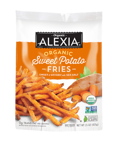 Alexia’s Organic Sweet Potato Fries and Organic Yukon Select Puffs will feature a special seal, identifying the plant-based packaging.
