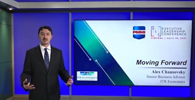 Alex Chausovsky, Senior Business Advisor at ITR Economics, speaks at PMMI's Executive Leadership Conference