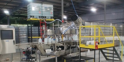 Shown here is the rotary filler/capper running on one of the five packaging lines that E66 now has running smoothly in its Oklahoma facility.