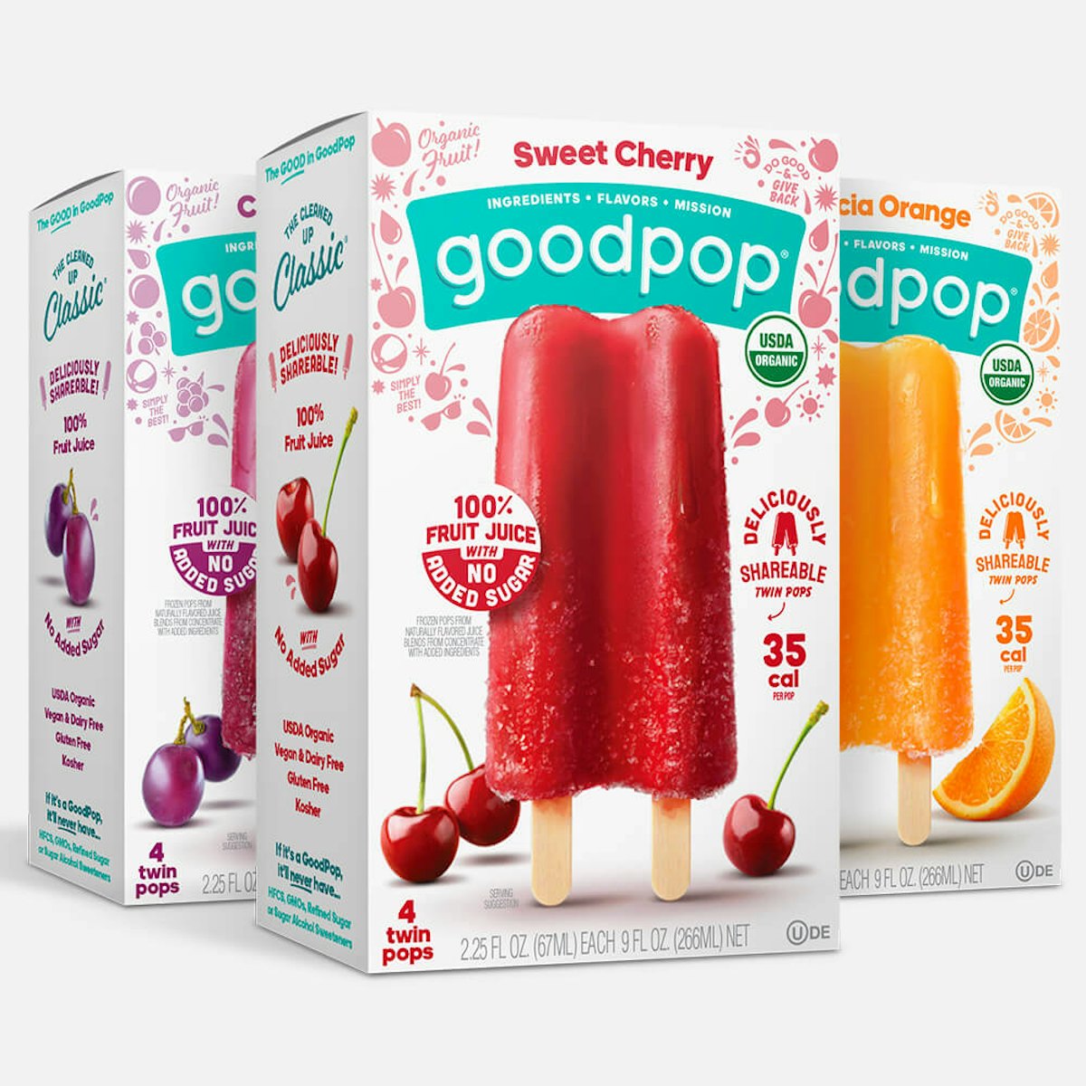 Goodpop Organic Frozen Pops, Orange, Cherry, and Grape