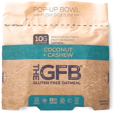 Shown is the filled hybrid package in its slender collapsed state.