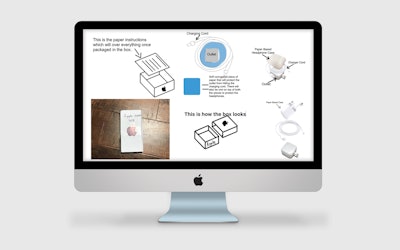 Schematic for a iPhone starter kit, as imagined by middle schoolers and presented to a packaging professional from Apple.