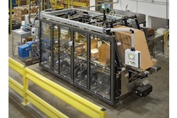 The Massman Automation compact cheese block case packer packages 40-lb. blocks in protective cases for safe shipment and handling.