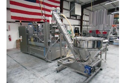 The rotary filling machine has two volumetric fillers and lets The GFB run about 25 packs/min.