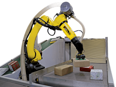 From Plus One and Fanuc is a flexible fulfillment system that incorporates a Fanuc robot and Plus One’s PickOne perception system.