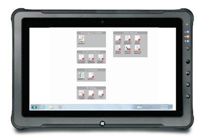 The IQ Tablet includes the technical manual, 3D print viewer, and dynamic changeover checklist with video guidance.