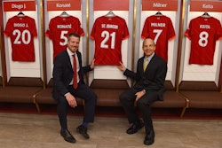 Pictured are Billy Hogan, CEO, Liverpool Football Club (left), and Fisk Johnson, CEO, SC Johnson