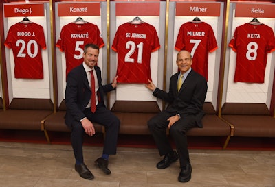 Pictured are Billy Hogan, CEO, Liverpool Football Club (left), and Fisk Johnson, CEO, SC Johnson
