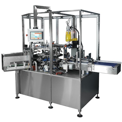 VRC-60 is a 12-station machine where each station has a separate function, from gluing the bottom of the carton to loading, printing, coding, inspecting, and sealing the top.