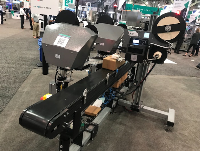 ID Technology's Model 258 print & apply label applicator with CrossMerge™ technology.