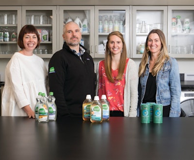 Pictured from left are CEO Alison Whritenour, Director of Packaging Development Derrick Lawrence, Manager of Packaging Development Kelly Murosky, and Global Director of Advocacy and Sustainability Ashley Orgain.