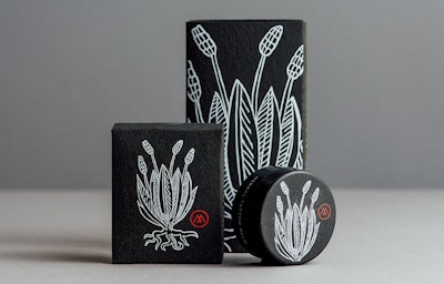 For its Herbal Tattoo Series products, the brand chose industrially compostable Sulapac Nordic Collection by Quadpack.