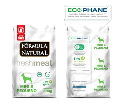 Pet food post-consumer recycled content