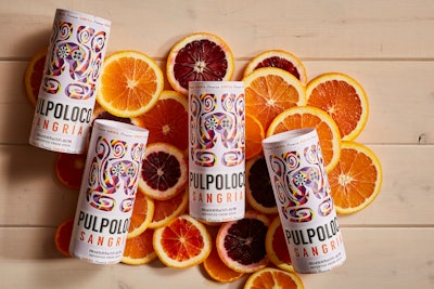 Pulpoloco Sangria is packaged in a 250-mL, smooth-finish, aseptic paper can, the CartoCan®, that’s decorated in colorful, mosaic-like graphics.