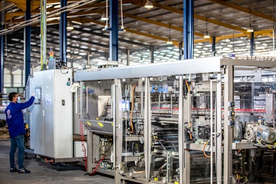Sidel proposed a complete PET packaging line for water featuring a Sidel Combi as a turnkey solution.