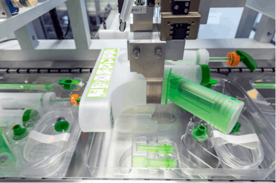 An Optima Automation machine inserts the components into the blister packaging.