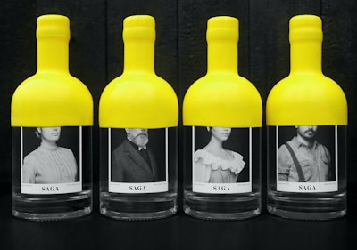 SAGA Gin uses an iconic, extra-large yellow wax seal to make it more distinctive on-shelf, while creating a unified look across its packaging.