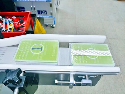 The company opted for HERMA Basic applicators for nine packaging lines, applying 300mm-long top labels for product identification and tamper evidence, as well as a label on the side of the kit’s box.