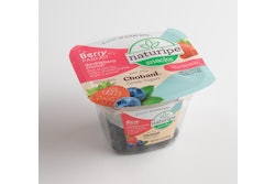 A clear, lidded PET cup lets the two stars of the show shine through on a shelf: fresh berries and Chobani brand yogurt.