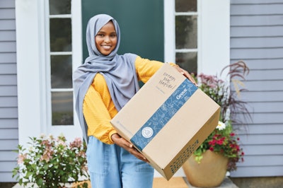 Branded corrugated kraft cases are the current mode of secondary packaging and product delivery via e-comm. (Photo C)