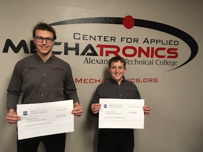 Mathias Rivers (left), and Brendon Leuthold (right), recipients of the Future Leaders in Packaging Scholarship.
