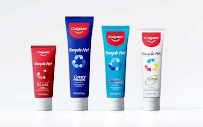 Colgate is including on the tube’s front panel a prominent “Recycle Me!” message.