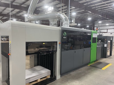 The Beam 2C is a digital system that creases and then uses high-powered lasers to process up to 4,000 sheets/hr.