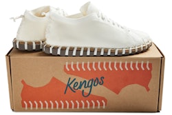 Kengos shoes’ most visually striking design element stems from the whip-stitching that mechanically attaches the sole to the upper without adhesive. That design element is reinforced in the packaging design, which is also entirely mechanical.