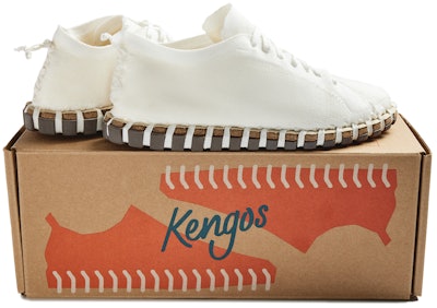 Kengos shoes’ most visually striking design element stems from the whip-stitching that mechanically attaches the sole to the upper without adhesive. That design element is reinforced in the packaging design, which is also entirely mechanical.
