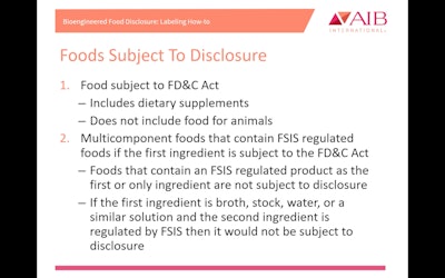AIB International explains which foods are subject to NBFDS.