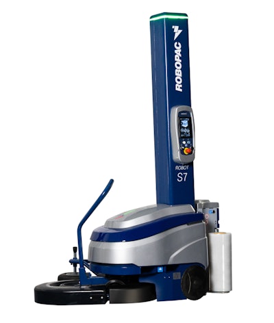 The Robot S7 stretch wrapper can accommodate virtually any length and width of pallet, with a height up to 110 in.