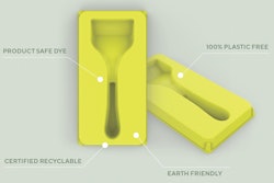The tray is made from bamboo and bagasse, which were chosen because the materials are local to the facility in Asia where the packaging is being manufactured.