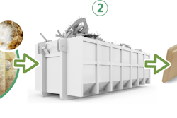 Images are representative of the mycoremediation process. 1. Lab Cultivated fungi applied to shredded waste materials. 2. Waste is myceliated on-site at manufacturers, recyclers, and waste management companies. 3.Biomaterial can be rendered for commercial and or industrial use into new products.