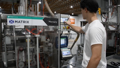 The Mercury bagger is controlled by an Allen Bradley MicroLogix PLC system with a 7-in. color touchscreen.