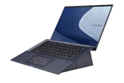 The box for the ASUS ExpertBook B9 14-in. laptop can be folded for reuse as a computer stand.