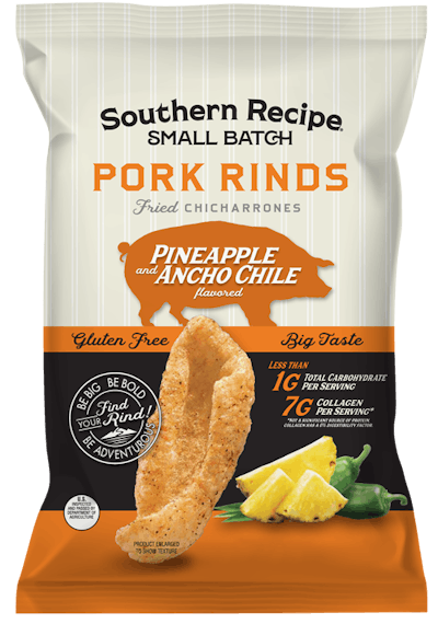 Pineapple and Ancho Chile pork rind package design