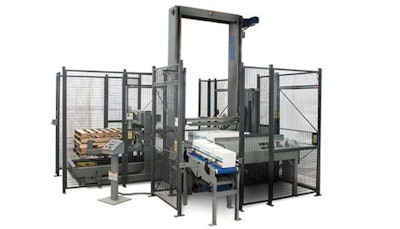 The Model 72 low-level palletizer, which handles cases, trays, display packs and totes, features an Allen-Bradley PLC, IEC motor starters, and variable frequency motor drives.