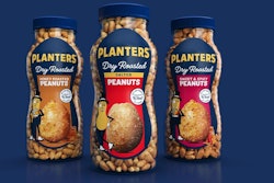 Along with a new hourglass shape, the updated Planters Dry Roasted Peanuts package also got a new label—peanut shaped as well—designed to emphasize the line’s distinctive flavors.