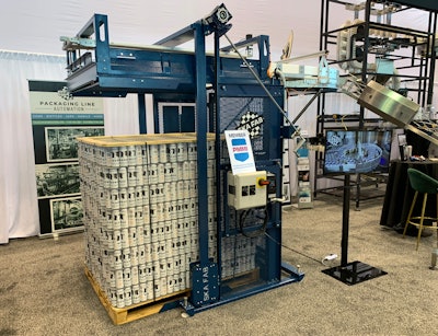 On display at PACK EXPO International, the International Microbus is a semi-automatic empty can depalletizer that can handle six different types of pallets.