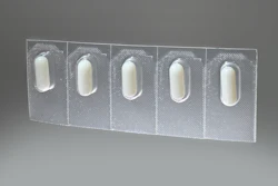 TekniPlex Healthcare's fully transparent recyclable mid-barrier blister package. The company reports it is the first time a formed blister + lidding combination is certified as recyclable.