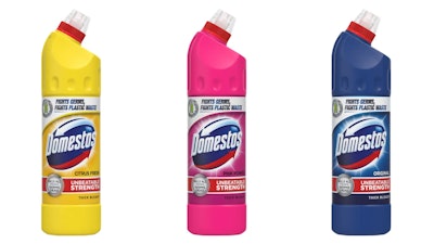 Unilever's Domestos 50% PCR Bleach Bottles