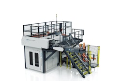 The new Maxiumus mid-speed case palletizer from BW Integrated Systems has been engineered to meet changing market needs for a smaller-footprint, more flexible high-level palletizer.